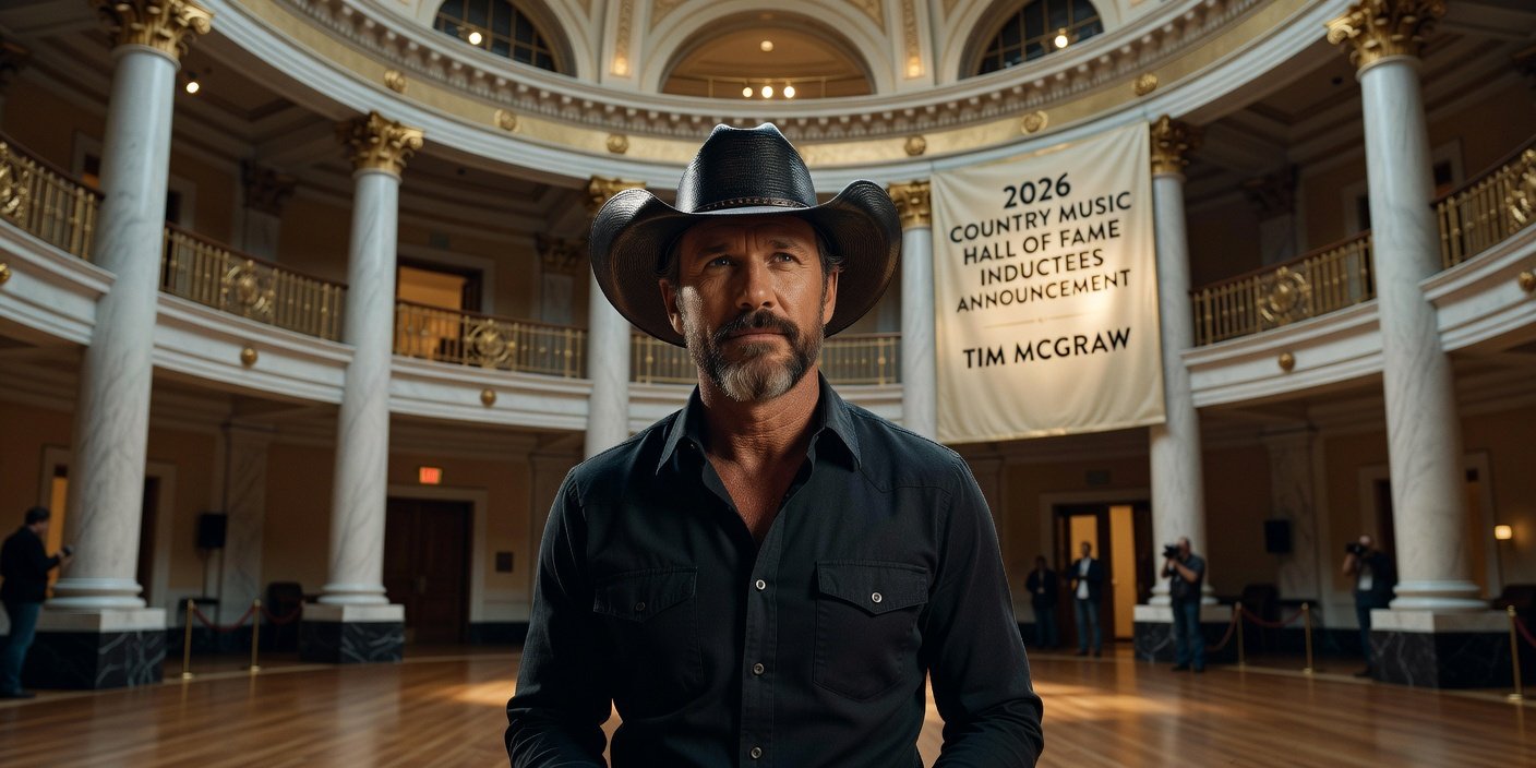 Professional editorial portrait of Tim McGraw at the Country Music Hall of Fame 2026 induction announcement.