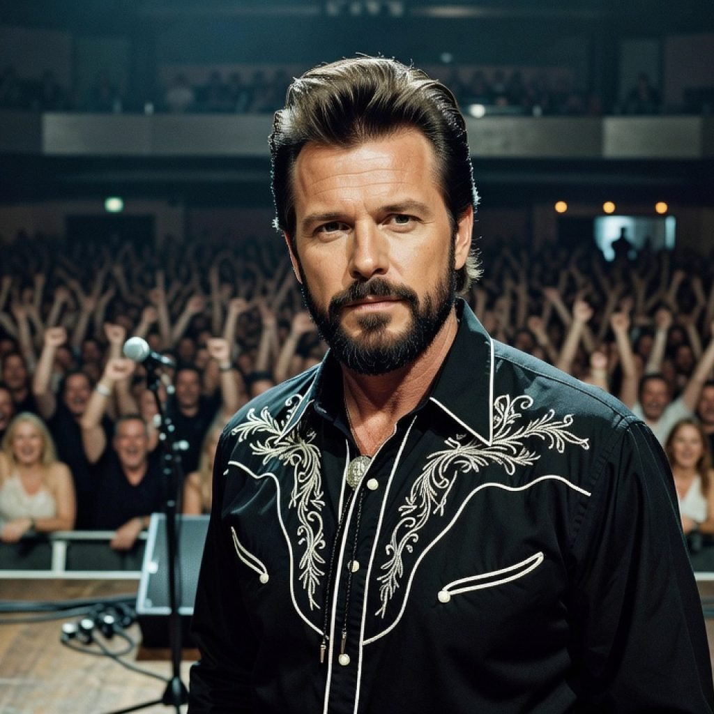 Dwight Yoakam, legendary country music artist, performing live on stage at the Beaver Dam Amphitheater in August 2026.