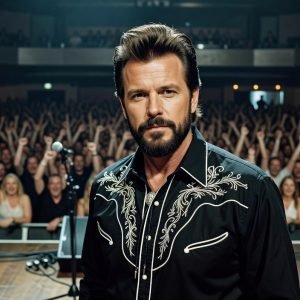 Dwight Yoakam, legendary country music artist, performing live on stage at the Beaver Dam Amphitheater in August 2026.